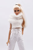 Handmade by Jiu 064 - White Large Turtleneck Knitting Sweater For 12“ Dolls Like Fashion Royalty FR Poppy Parker PP Nu Face NF