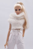 Handmade by Jiu 064 - White Large Turtleneck Knitting Sweater For 12“ Dolls Like Fashion Royalty FR Poppy Parker PP Nu Face NF