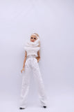 Handmade by Jiu 064 - White Large Turtleneck Knitting Sweater For 12“ Dolls Like Fashion Royalty FR Poppy Parker PP Nu Face NF