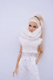 Handmade by Jiu 064 - White Large Turtleneck Knitting Sweater For 12“ Dolls Like Fashion Royalty FR Poppy Parker PP Nu Face NF