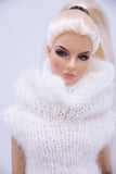 Handmade by Jiu 064 - White Large Turtleneck Knitting Sweater For 12“ Dolls Like Fashion Royalty FR Poppy Parker PP Nu Face NF