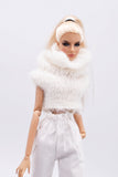 Handmade by Jiu 064 - White Large Turtleneck Knitting Sweater For 12“ Dolls Like Fashion Royalty FR Poppy Parker PP Nu Face NF