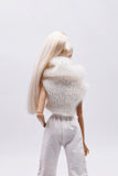 Handmade by Jiu 064 - White Large Turtleneck Knitting Sweater For 12“ Dolls Like Fashion Royalty FR Poppy Parker PP Nu Face NF