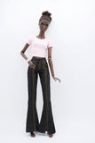 C061 Handmade Flare Jeans With Spilt Denim Doll Clothes Doll Pants Bottom For 12" Fashion Dolls Like FR NF Poppy Parker