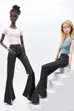 C061 Handmade Flare Jeans With Spilt Denim Doll Clothes Doll Pants Bottom For 12" Fashion Dolls Like FR NF Poppy Parker