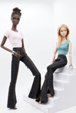 C061 Handmade Flare Jeans With Spilt Denim Doll Clothes Doll Pants Bottom For 12" Fashion Dolls Like FR NF Poppy Parker