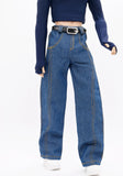 C076 Handmade Denim Scimitar Jeans Male Doll Pants For 12" Fashion Male Doll Figure FR Homme Fashion Royalty Nu Face