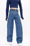 C076 Handmade Denim Scimitar Jeans Male Doll Pants For 12" Fashion Male Doll Figure FR Homme Fashion Royalty Nu Face