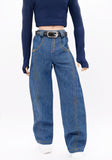 C076 Handmade Denim Scimitar Jeans Male Doll Pants For 12" Fashion Male Doll Figure FR Homme Fashion Royalty Nu Face