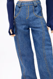 C076 Handmade Denim Scimitar Jeans Male Doll Pants For 12" Fashion Male Doll Figure FR Homme Fashion Royalty Nu Face