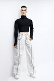 C076 Handmade Cotton White Pants for 12" FR Homme Male Doll  Fashion Male Doll Figure FR Homme Fashion Royalty Nu Face (Copy)