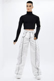 C076 Handmade Cotton White Pants for 12" FR Homme Male Doll  Fashion Male Doll Figure FR Homme Fashion Royalty Nu Face (Copy)