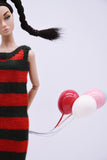 Handmade by Jiu 057 - Green/Red Christmas Holiday Knitting Dress For 12“ Dolls Like Fashion Royalty FR Poppy Parker PP Nu Face NF