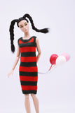 Handmade by Jiu 057 - Green/Red Christmas Holiday Knitting Dress For 12“ Dolls Like Fashion Royalty FR Poppy Parker PP Nu Face NF