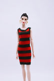 Handmade by Jiu 057 - Green/Red Christmas Holiday Knitting Dress For 12“ Dolls Like Fashion Royalty FR Poppy Parker PP Nu Face NF