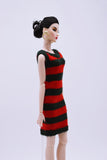 Handmade by Jiu 057 - Green/Red Christmas Holiday Knitting Dress For 12“ Dolls Like Fashion Royalty FR Poppy Parker PP Nu Face NF