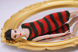 Handmade by Jiu 057 - Green/Red Christmas Holiday Knitting Dress For 12“ Dolls Like Fashion Royalty FR Poppy Parker PP Nu Face NF