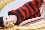 Handmade by Jiu 057 - Green/Red Christmas Holiday Knitting Dress For 12“ Dolls Like Fashion Royalty FR Poppy Parker PP Nu Face NF