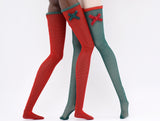 C071 Christmas Style White/Red/Green Handmade Over The Calf/ Thigh Length Mesh Fabric Doll Socks For 12" Dolls Like Fashion Royalty Nu Face