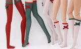 C071 Christmas Style White/Red/Green Handmade Over The Calf/ Thigh Length Mesh Fabric Doll Socks For 12" Dolls Like Fashion Royalty Nu Face