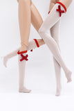 C071 Christmas Style White/Red/Green Handmade Over The Calf/ Thigh Length Mesh Fabric Doll Socks For 12" Dolls Like Fashion Royalty Nu Face
