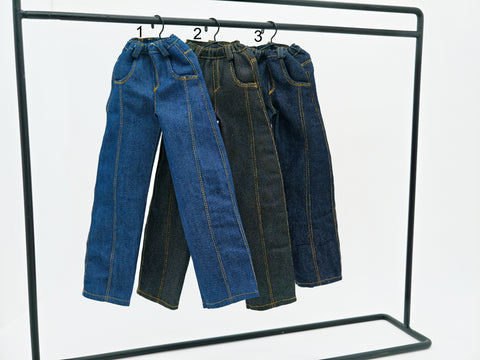C076 Handmade Denim Scimitar Jeans Male Doll Pants For 12" Fashion Male Doll Figure FR Homme Fashion Royalty Nu Face
