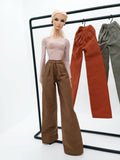 C062 Handmade Cotton Wide Leg Straight Pants  Doll Clothes Doll Short For 12" Fashion Dolls Poppy Parker