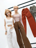 C062 Handmade Cotton Wide Leg Straight Pants  Doll Clothes Doll Short For 12" Fashion Dolls Poppy Parker