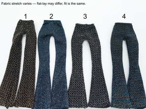 C013C Metallic Glimmer Handmade Flared Pants For 12" Fashion Dolls Like Poppy Parker Fashion Royalty NF Doll