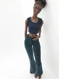 C013C Metallic Glimmer Handmade Flared Pants For 12" Fashion Dolls Like Poppy Parker Fashion Royalty NF Doll