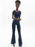 C013C Metallic Glimmer Handmade Flared Pants For 12" Fashion Dolls Like Poppy Parker Fashion Royalty NF Doll