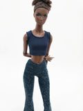 C013C Metallic Glimmer Handmade Flared Pants For 12" Fashion Dolls Like Poppy Parker Fashion Royalty NF Doll