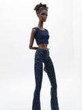 C013C Metallic Glimmer Handmade Flared Pants For 12" Fashion Dolls Like Poppy Parker Fashion Royalty NF Doll