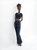 C013C Metallic Glimmer Handmade Flared Pants For 12" Fashion Dolls Like Poppy Parker Fashion Royalty NF Doll
