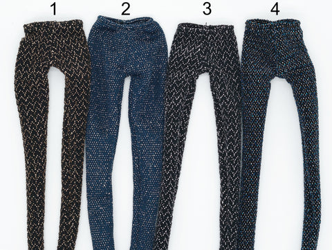 C013A Metallic Glimmer Gold/Black Handmade Doll Leggings For 12" Fashion Dolls Like Poppy Parker Fashion Royalty NF Doll