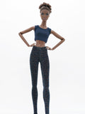 C013A Metallic Glimmer Gold/Black Handmade Doll Leggings For 12" Fashion Dolls Like Poppy Parker Fashion Royalty NF Doll