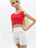 C069 Thin Multi Color Rib Knit Handmade Doll Tank Top/T-shirt For 12" Fashion Dolls Like Poppy Parker Fashion Royalty NF Doll