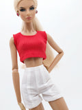 C069 Thin Multi Color Rib Knit Handmade Doll Tank Top/T-shirt For 12" Fashion Dolls Like Poppy Parker Fashion Royalty NF Doll