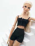 C055 Handmade High Waist Black Shorts Doll Clothes Doll Short For 12" Fashion Dolls Poppy Parker Momoko Blythe Azone