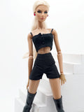 C055 Handmade High Waist Black Shorts Doll Clothes Doll Short For 12" Fashion Dolls Poppy Parker Momoko Blythe Azone