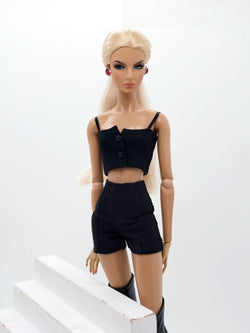 C055 Handmade High Waist Black Shorts Doll Clothes Doll Short For 12" Fashion Dolls Poppy Parker Momoko Blythe Azone