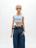 C069 Thin Multi Color Rib Knit Handmade Doll Tank Top/T-shirt For 12" Fashion Dolls Like Poppy Parker Fashion Royalty NF Doll