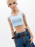 C069 Thin Multi Color Rib Knit Handmade Doll Tank Top/T-shirt For 12" Fashion Dolls Like Poppy Parker Fashion Royalty NF Doll