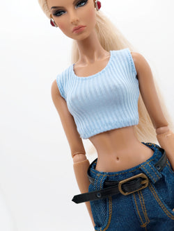 C069 Thin Multi Color Rib Knit Handmade Doll Tank Top/T-shirt For 12" Fashion Dolls Like Poppy Parker Fashion Royalty NF Doll