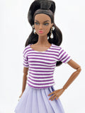 C006 Handmade Stripe Doll Clothes T-shirt Top For 12" Dolls Like Fashion Royalty Nu face Poppy Parker Blythe Azone Momoko