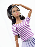 C006 Handmade Stripe Doll Clothes T-shirt Top For 12" Dolls Like Fashion Royalty Nu face Poppy Parker Blythe Azone Momoko