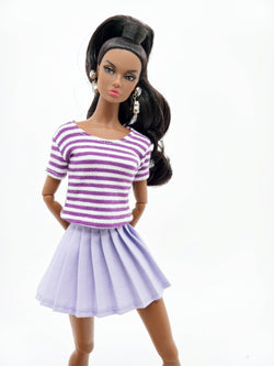 C006 Handmade Stripe Doll Clothes T-shirt Top For 12" Dolls Like Fashion Royalty Nu face Poppy Parker Blythe Azone Momoko