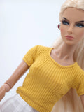C069 Thin Multi Color Rib Knit Handmade Doll Tank Top/T-shirt For 12" Fashion Dolls Like Poppy Parker Fashion Royalty NF Doll