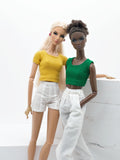C069 Thin Multi Color Rib Knit Handmade Doll Tank Top/T-shirt For 12" Fashion Dolls Like Poppy Parker Fashion Royalty NF Doll