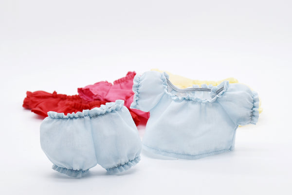 L1 Handmade Doll Pajama Sets Top/Bottom For 17cm Plush Doll Like LBB Doll Sewing Outfit